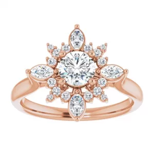 rose gold vintage halo diamond ring