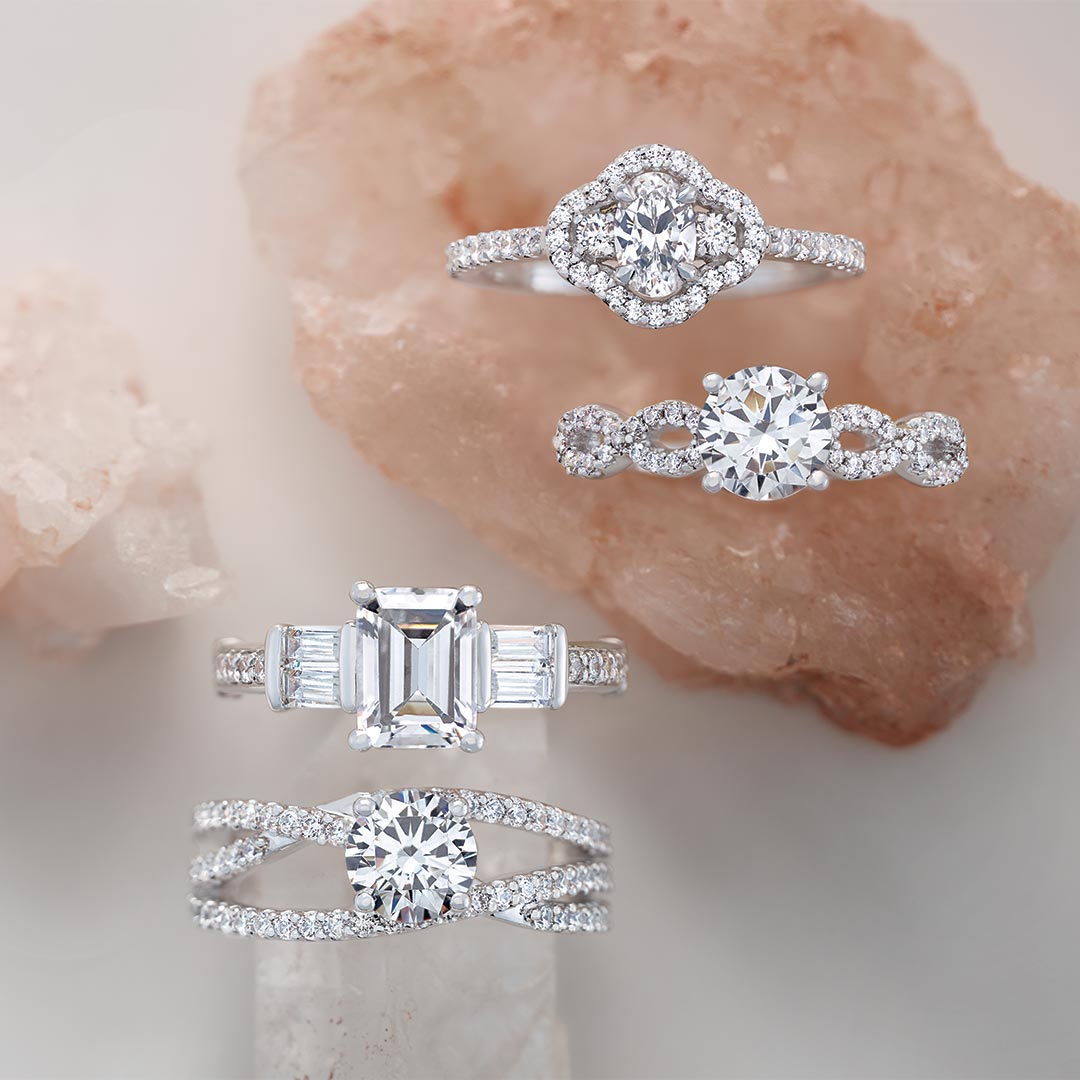 different diamond shaped rings