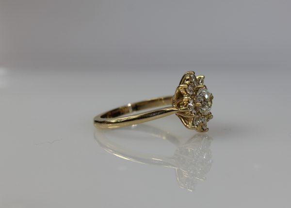 North star Halo Diamond Ring 14k Yellow Gold