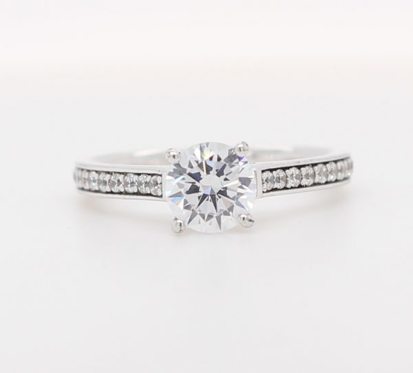 Samantha solitaire channel pave diamond ring